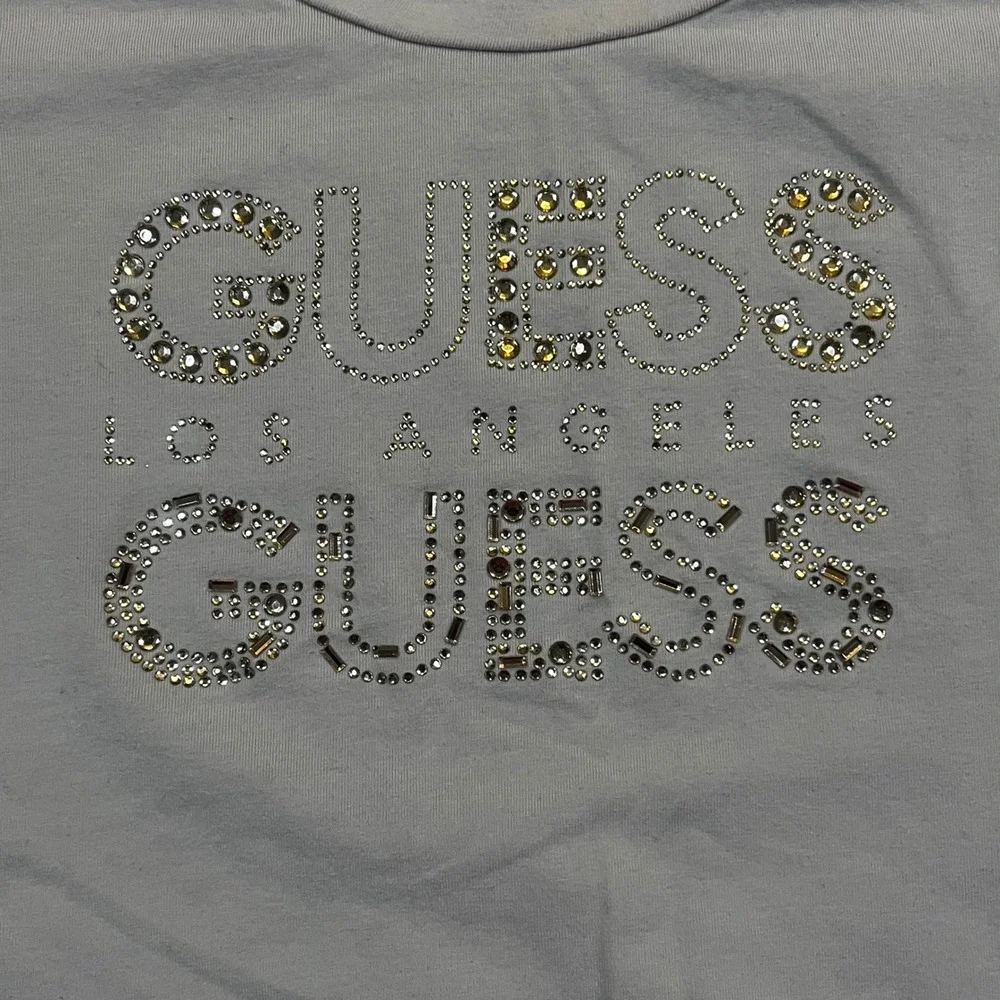 Guess Los Angeles Womens Rhinestone Logo T-Shirt Mauve Pink‎ Size L - Picture 3 of 7